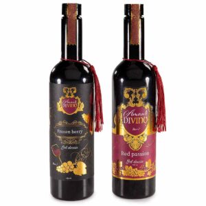 Gel doccia profumato 530 ml in bottiglia vino con nappina